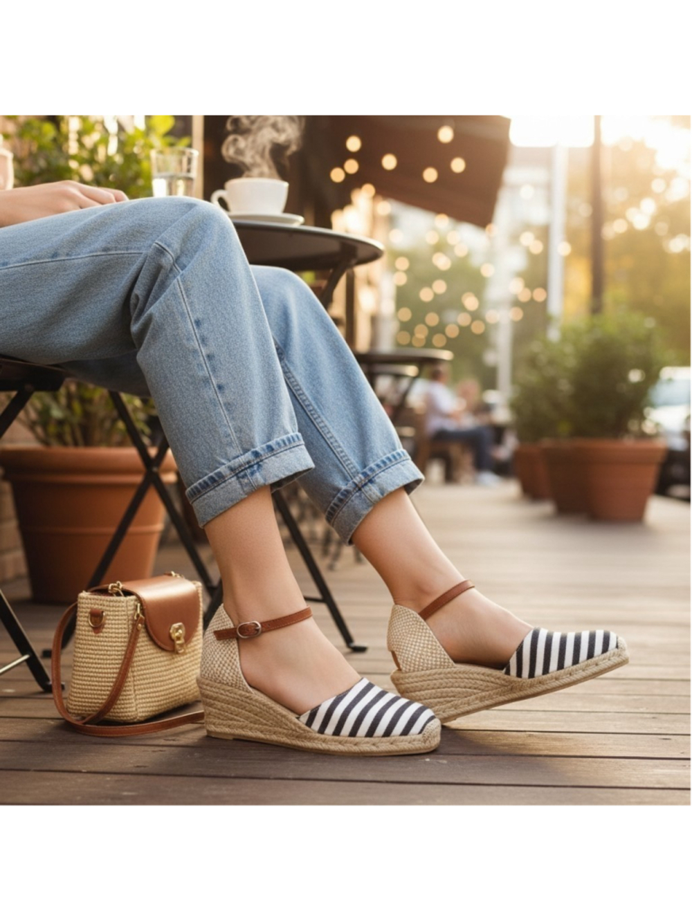Napa Flex David Tate Espadrille Wedge d'Orsey Sandals 8.5 M (39 EU) Black White